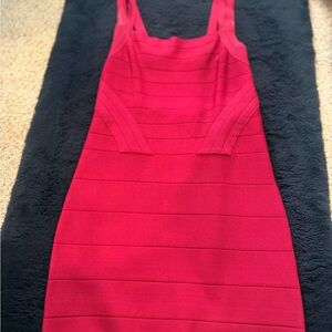 Bebe Vibrant Red/Pink/Magenta Bandage Dress Formal